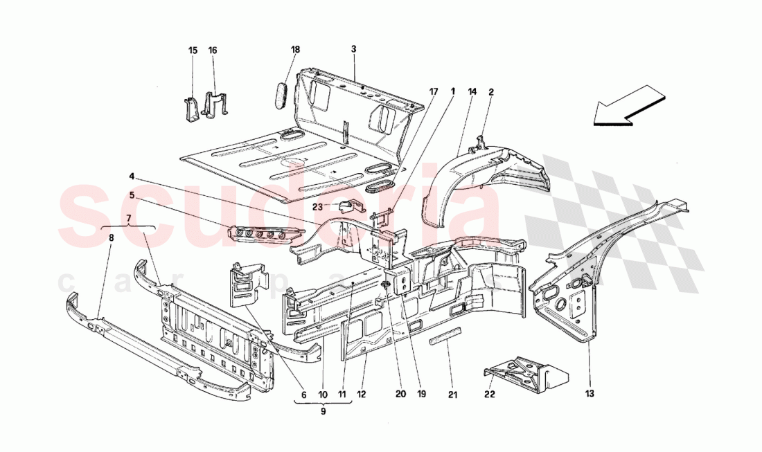 FRONT PART STRUCTURES of Ferrari Ferrari 348 (2.7 Motronic)