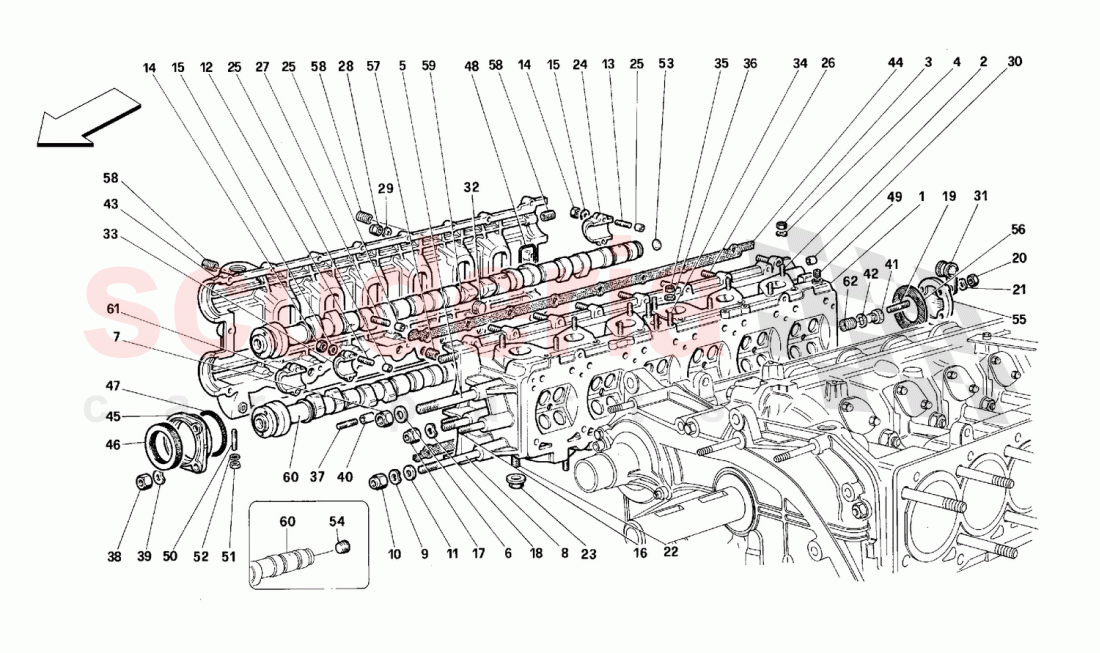 Right cylinder head of Ferrari Ferrari 512 TR