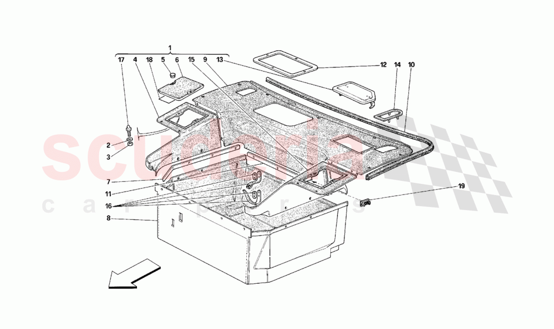 FRONT COMPARTMENTS CARPETS of Ferrari Ferrari 348 (2.7 Motronic)