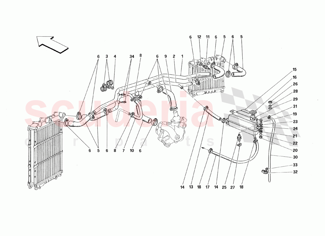 Cooling System of Ferrari Ferrari 348 TB (1993)