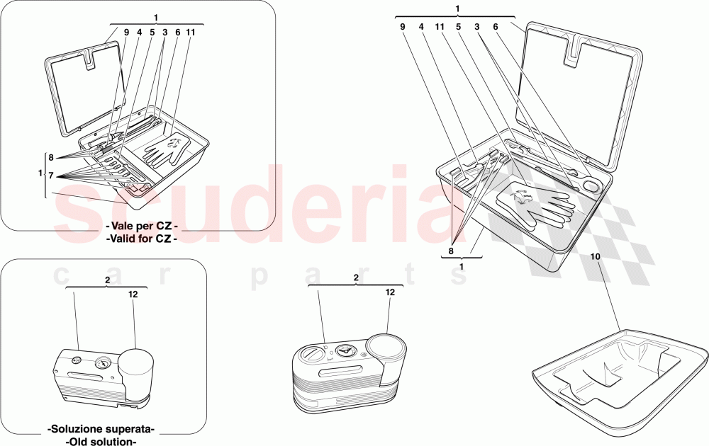 TOOL KIT -Not for version with spare wheel- of Ferrari Ferrari 599 GTB Fiorano