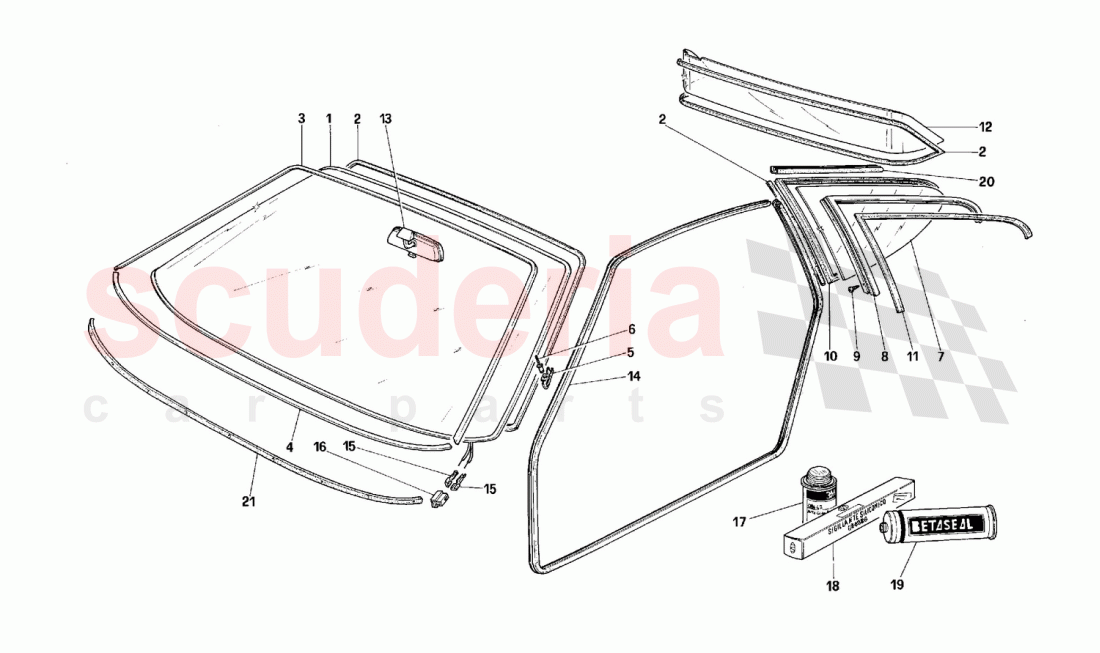 Sliding glasses and packings of Ferrari Ferrari F40