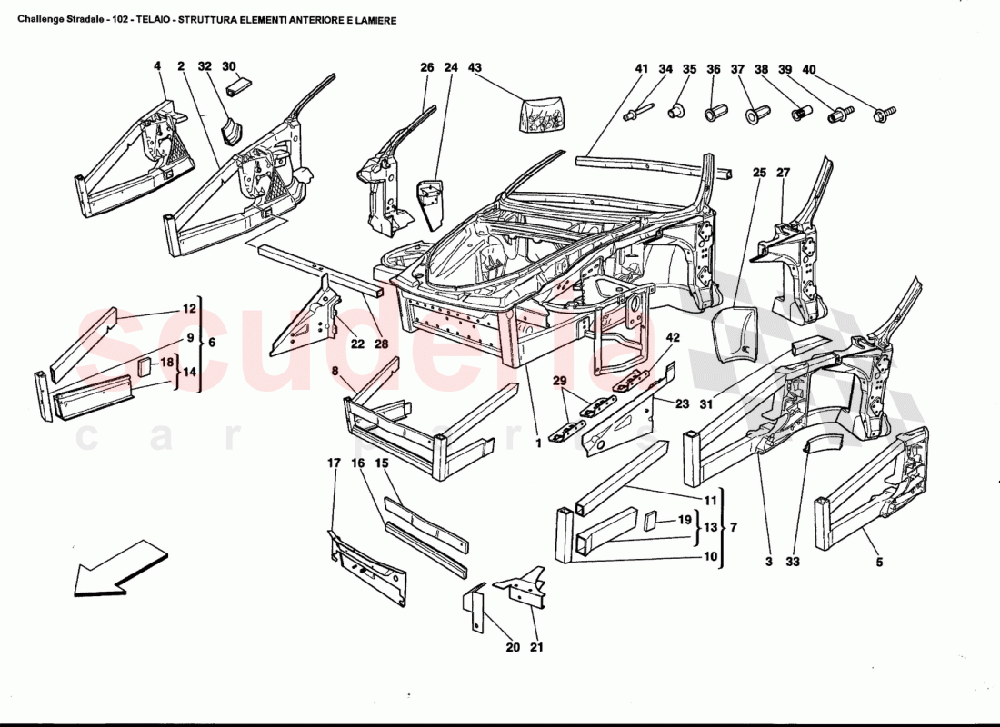 FRAME - FRONT ELEMENTS STRUCTURES AND PLATES of Ferrari Ferrari 360 Challenge Stradale