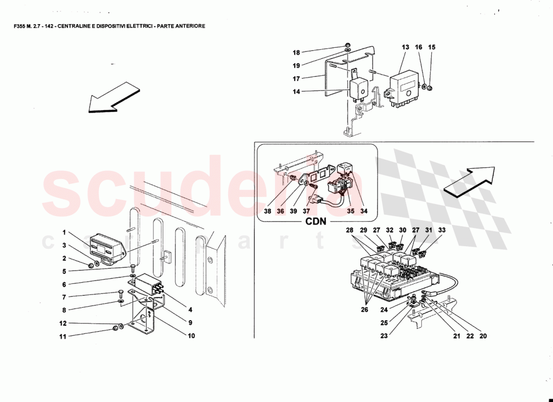 ELECTRICAL BOARDS AND DEVICES - FRONT PART of Ferrari Ferrari 355 (2.7 Motronic)