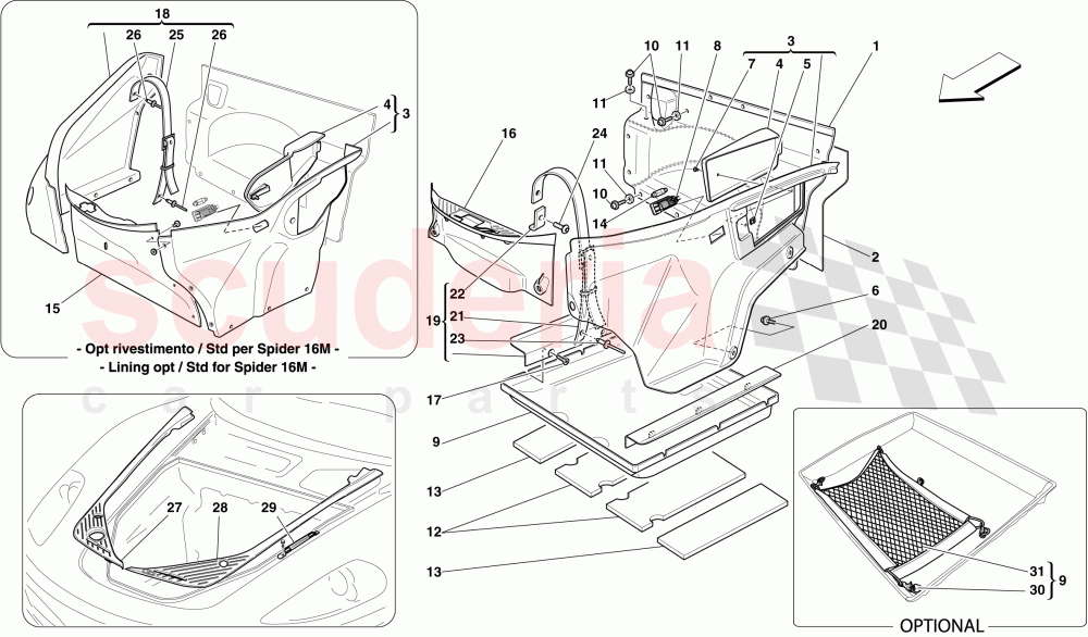 FRONT COMPARTMENT TRIM of Ferrari Ferrari 430 Scuderia