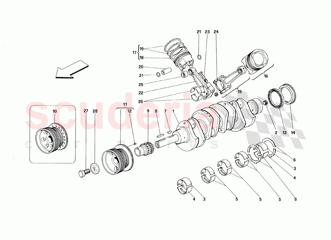 Crankshaft, Conrods And Pistons of Ferrari Ferrari 348 TB (1993)