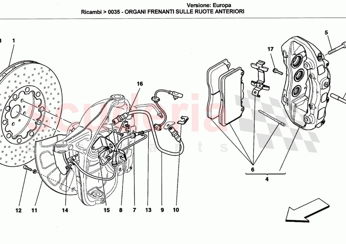 BRAKING DEVICES ON FRONT WHEELS of Ferrari Ferrari California (2008-2011)