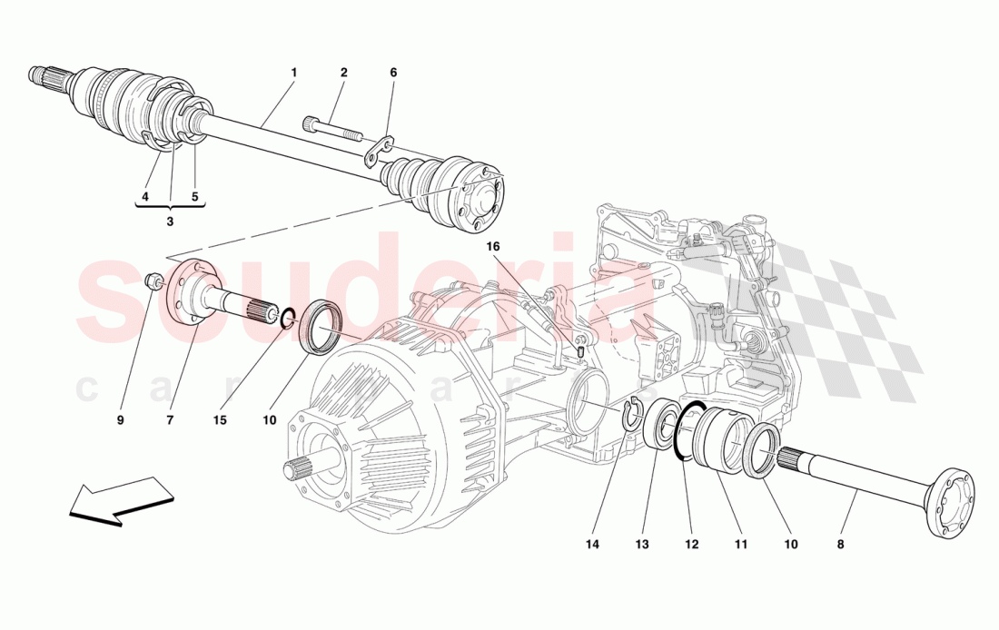 FLANGES AND AXLE SHAFT -Valid for 456M GTA- of Ferrari Ferrari 456 M GT/GTA