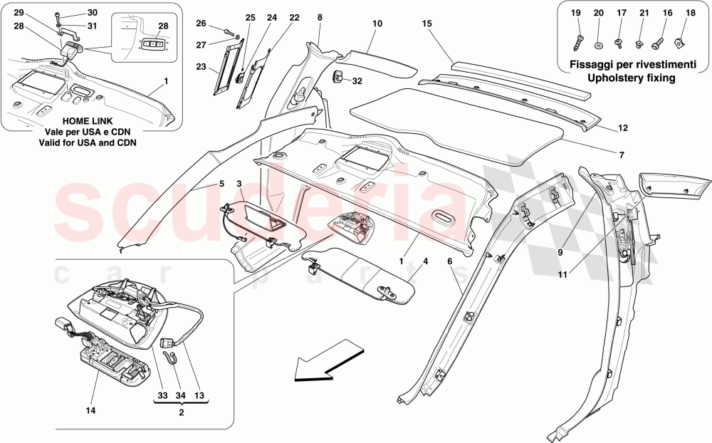 HEADLINER TRIM AND ACCESSORIES of Ferrari Ferrari 599 GTO