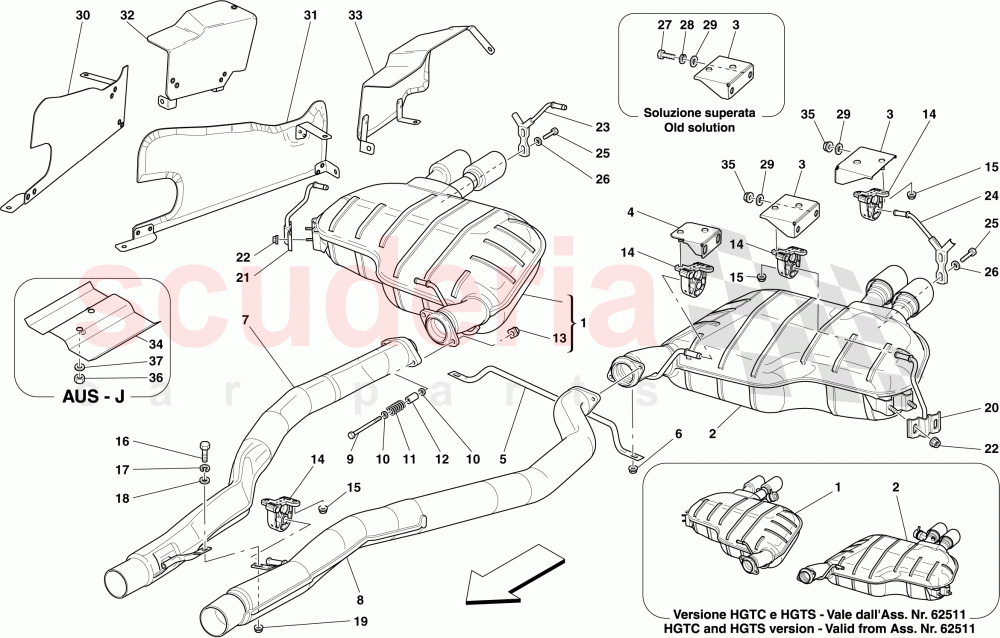 REAR EXHAUST SYSTEM of Ferrari Ferrari 612 Sessanta