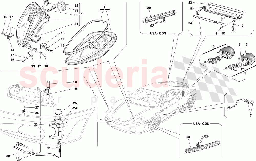 HEADLIGHTS AND TAILLIGHTS of Ferrari Ferrari 430 Coupe