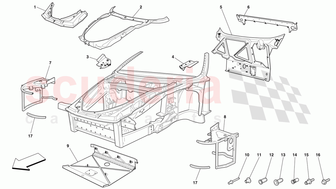 FRAME - COMPLETE FRONT PART STRUCTURES AND PLATES of Ferrari Ferrari 360 Challenge (2000)