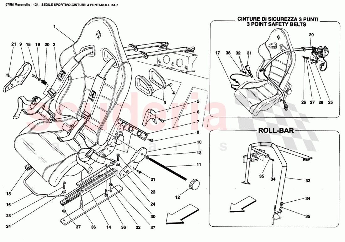 SPORT SEAT-4 POINT BELTS-ROLL BAR of Ferrari Ferrari 575M Maranello