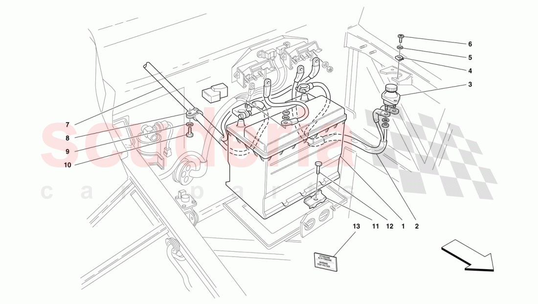 BATTERY AND CABLES of Ferrari Ferrari F50