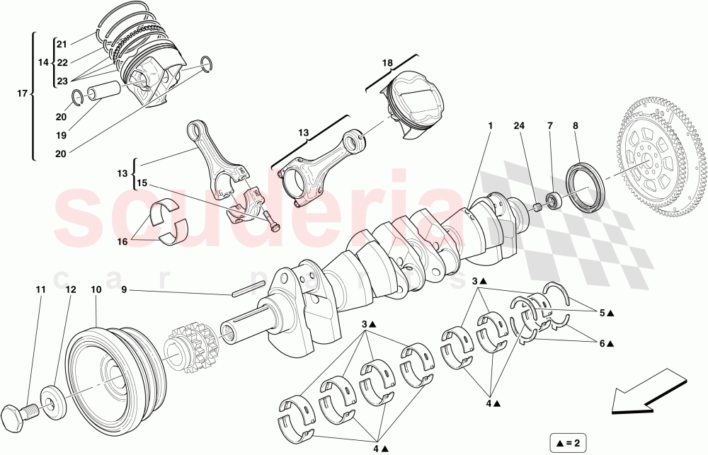 CRANKSHAFT - CONNECTING RODS AND PISTONS of Ferrari Ferrari 599 GTB Fiorano