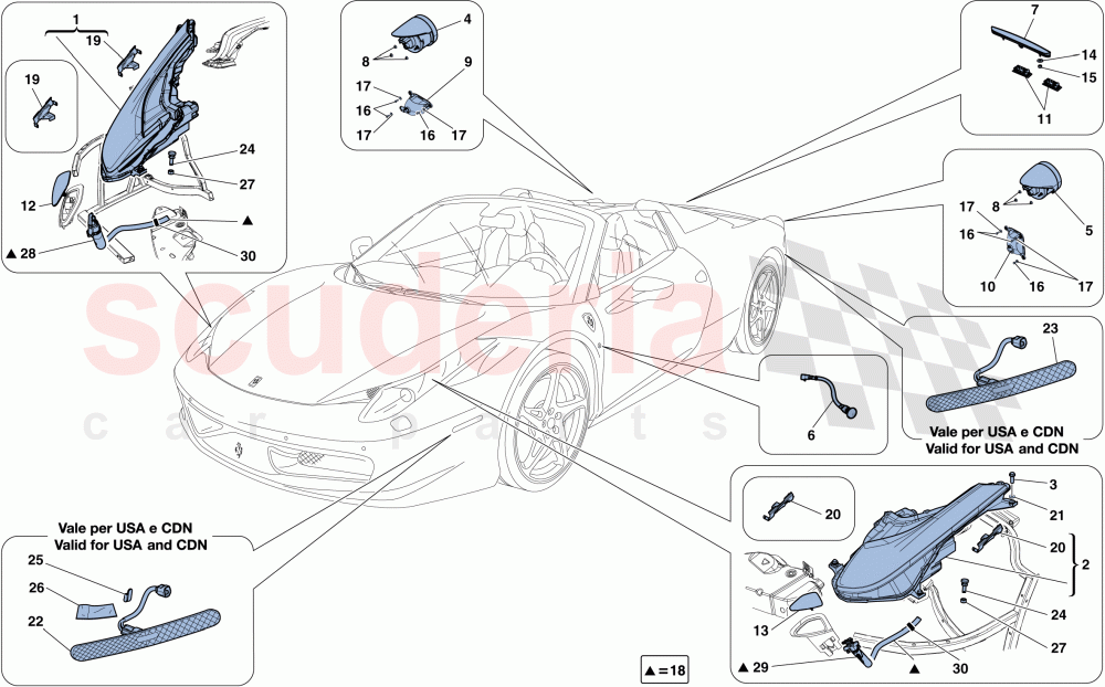 HEADLIGHTS AND TAILLIGHTS of Ferrari Ferrari 458 Spider