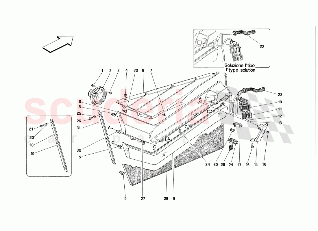 Doors - Inner Trims of Ferrari Ferrari 348 TS (1993)