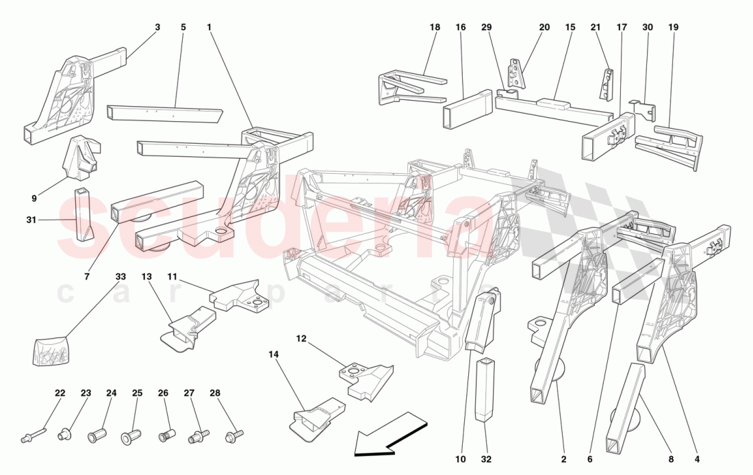 FRAME - REAR ELEMENTS SUB-GROUPS of Ferrari Ferrari 360 Spider