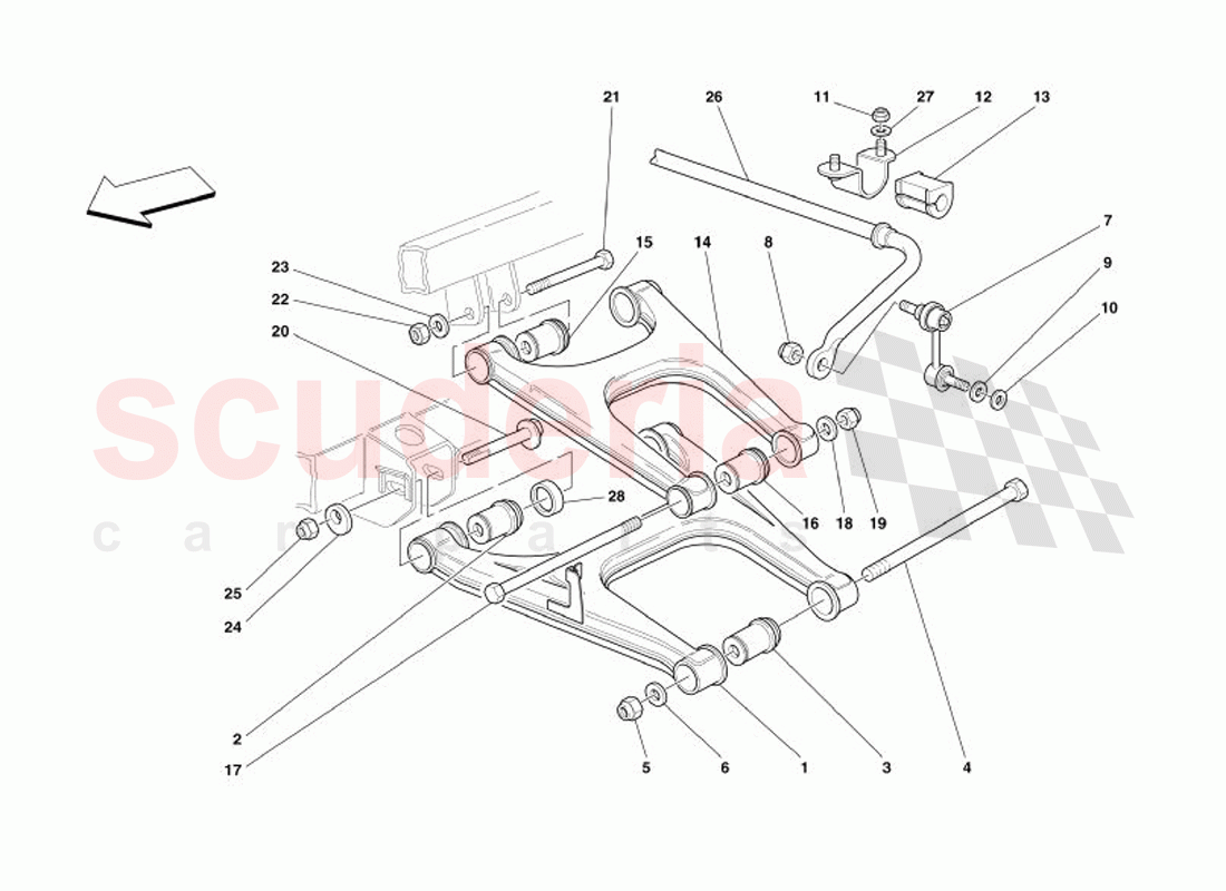 Rear Suspension - Wishbones and Stabilizer Bar of Ferrari Ferrari 575 Superamerica