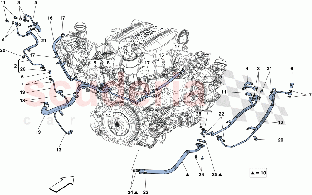 COOLING-LUBRICATION FOR TURBOCHARGING SYSTEM of Ferrari Ferrari 488 GTB