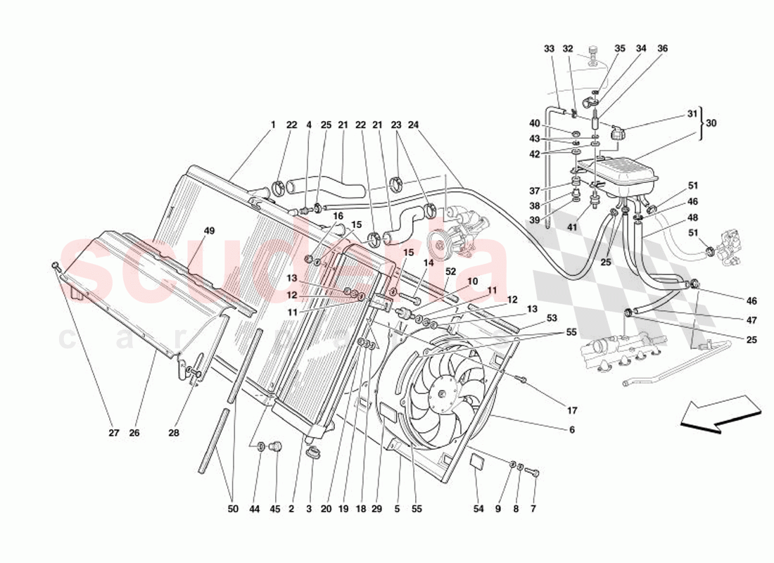 Cooling System - Radiator and Nourice of Ferrari Ferrari 575 Superamerica