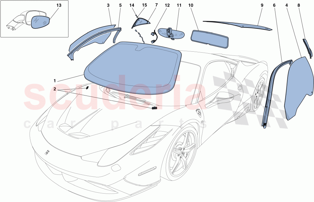 SCREENS, WINDOWS AND SEALS of Ferrari Ferrari 458 Speciale