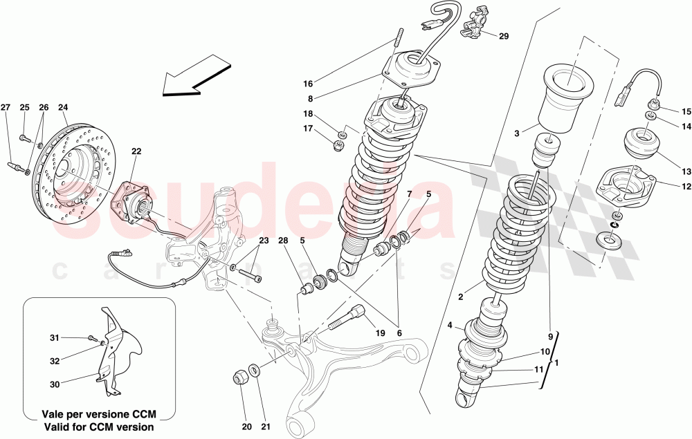 FRONT SUSPENSION - SHOCK ABSORBER AND BRAKE DISC of Ferrari Ferrari 612 Sessanta