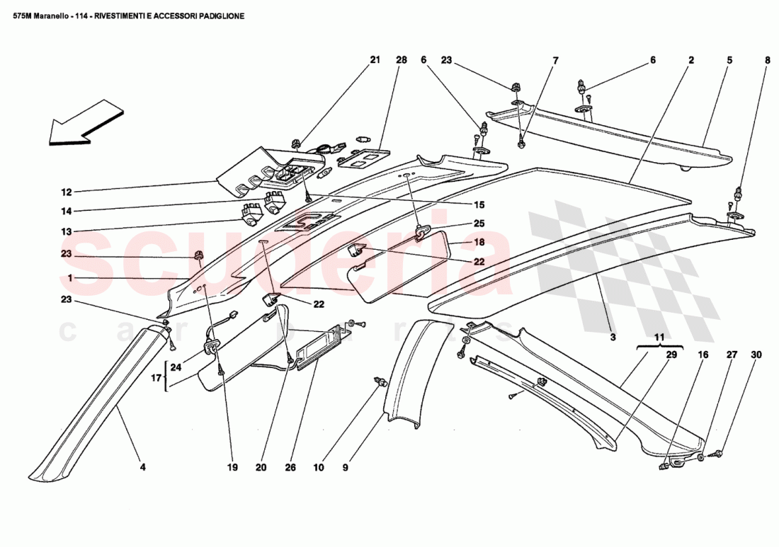 ROOF PANEL UPHOLSTERY AND ACCESSORIES of Ferrari Ferrari 575M Maranello