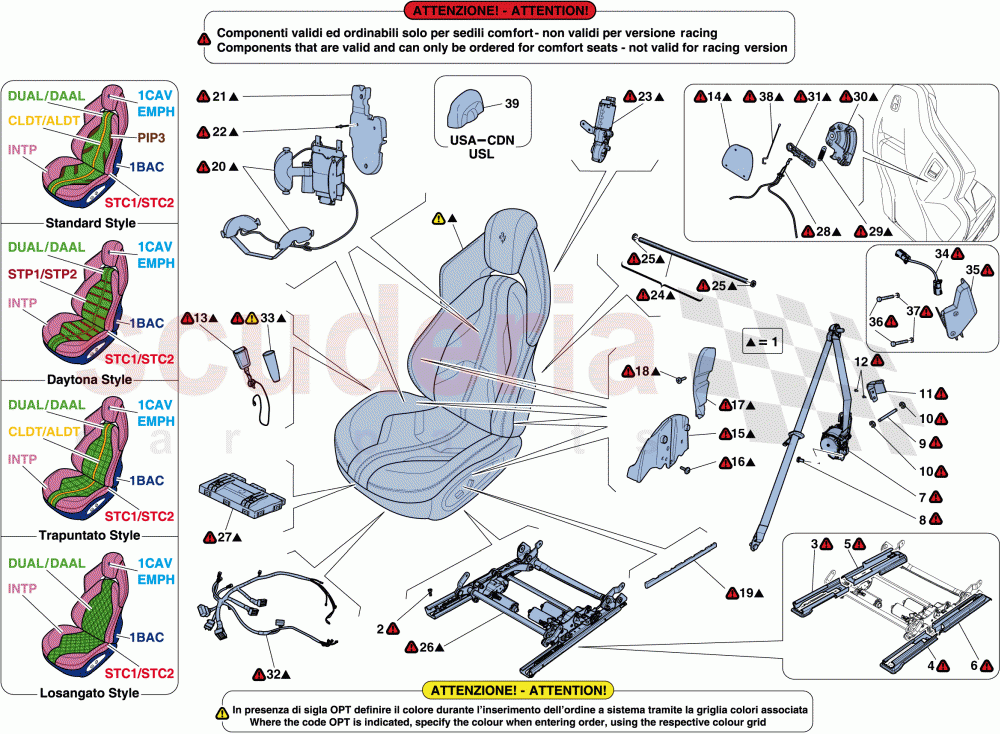 FRONT SEAT - SEAT BELTS, GUIDES AND ADJUSTMENT of Ferrari Ferrari 812 Superfast/GTS