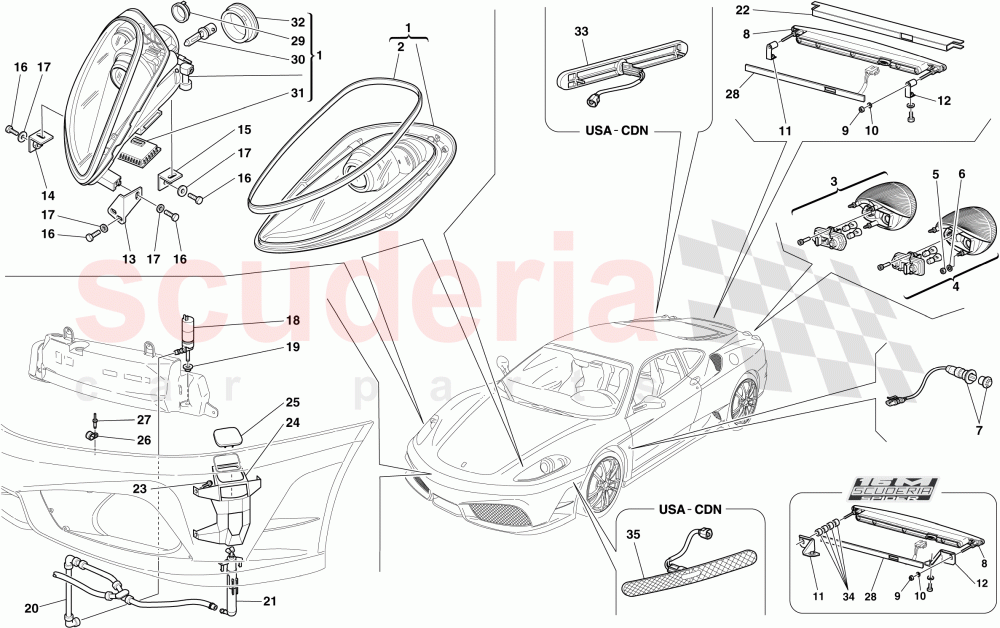 HEADLIGHTS AND TAILLIGHTS of Ferrari Ferrari 430 Scuderia Spider 16M