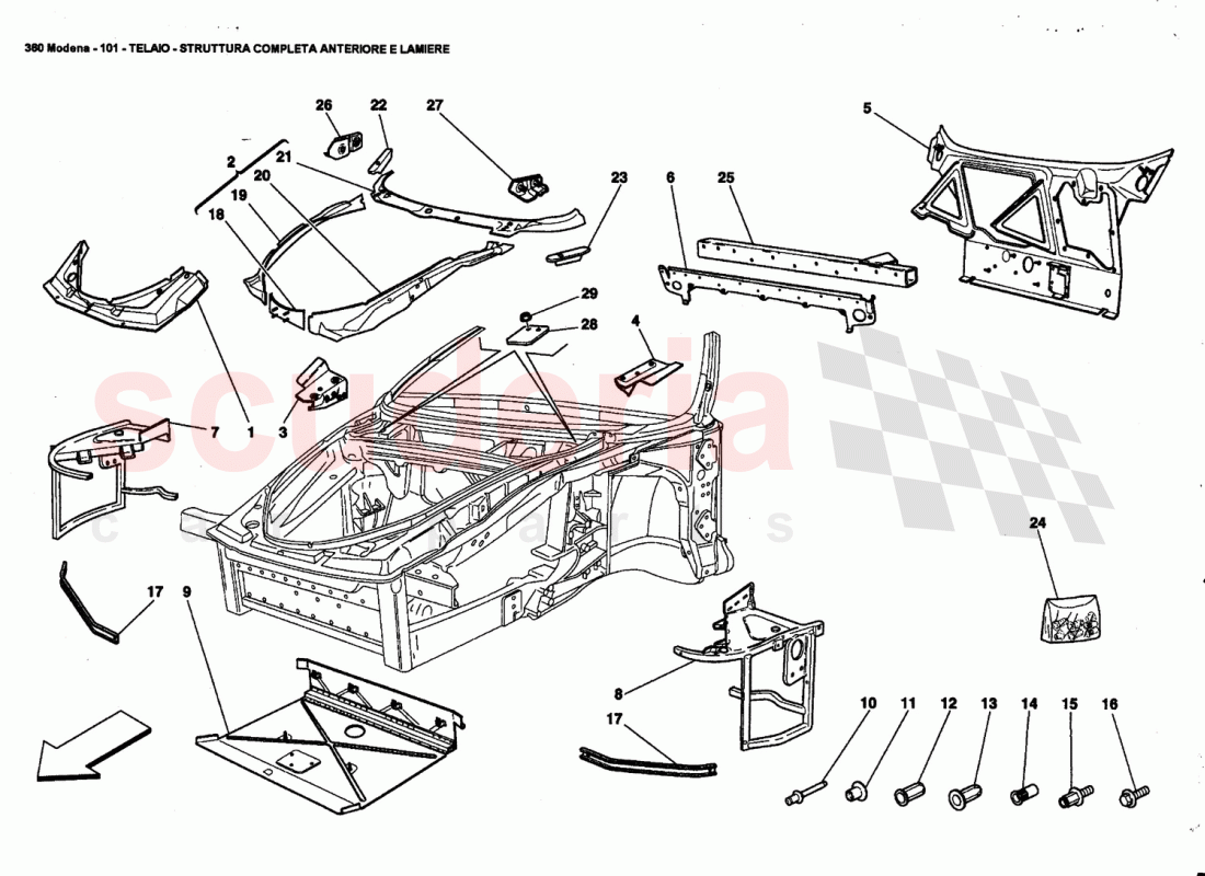 FRAME - COMPLETE FRONT PART STRUCTURES AND PLATES of Ferrari Ferrari 360 Modena