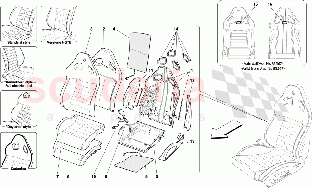 FRONT SEAT - TRIM AND INTERNAL COMPONENTS of Ferrari Ferrari 599 GTB Fiorano