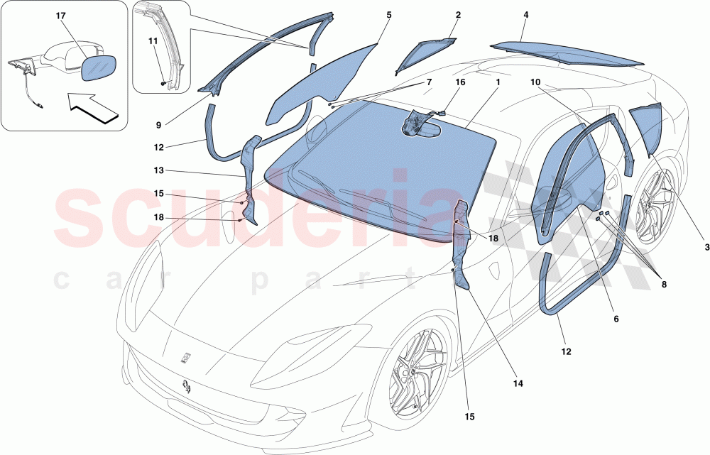 SCREENS, WINDOWS AND SEALS of Ferrari Ferrari 812 Superfast/GTS