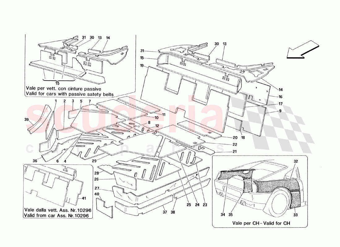 Passengers Compartment Insulations - Valid for TB - Valid Till Car Nr. 94909 TS and Nr. 94268 USA TS of Ferrari Ferrari 348 TS (1993)