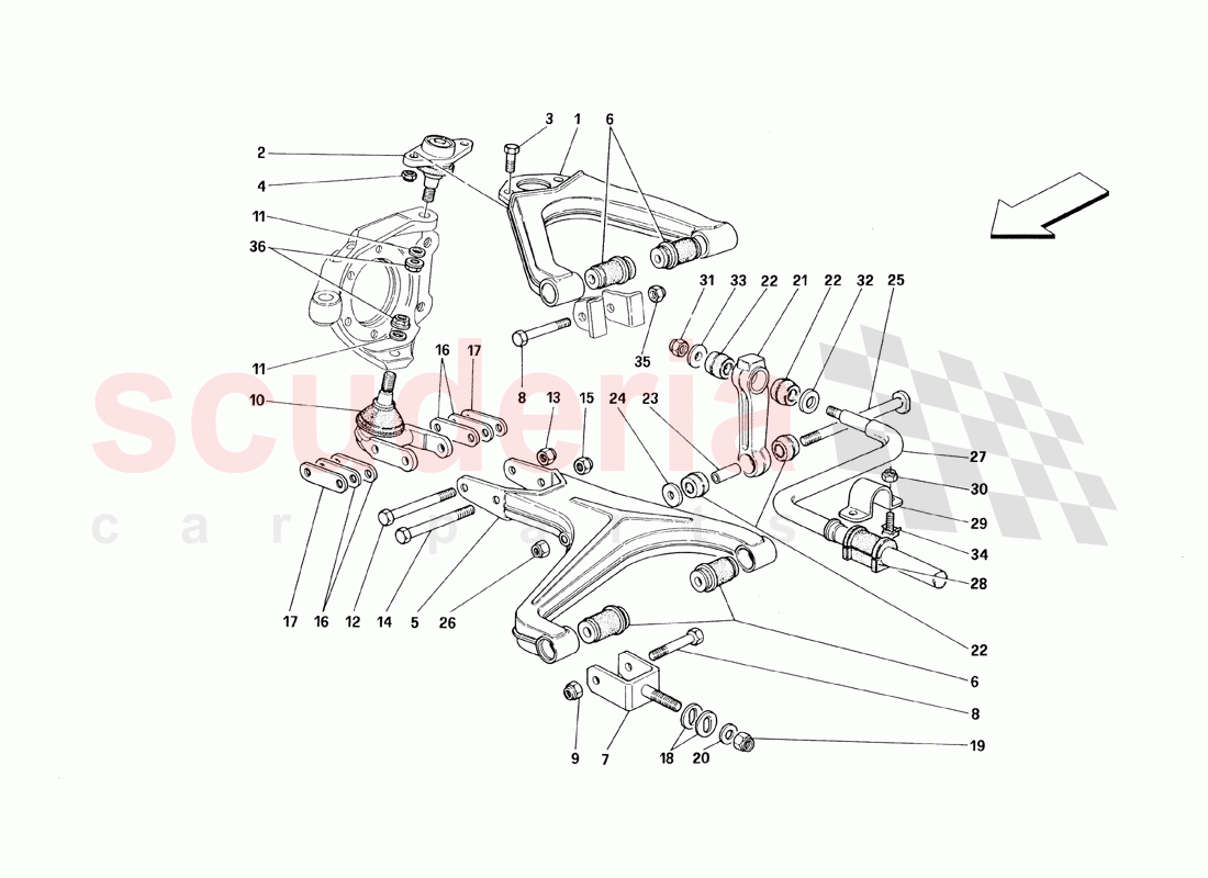 Front Suspension - Wishbones of Ferrari Ferrari 348 TB (1993)