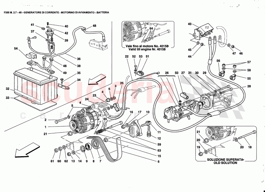 CURRENT GENERATOR - STARTING MOTOR - BATTERY of Ferrari Ferrari 355 (2.7 Motronic)