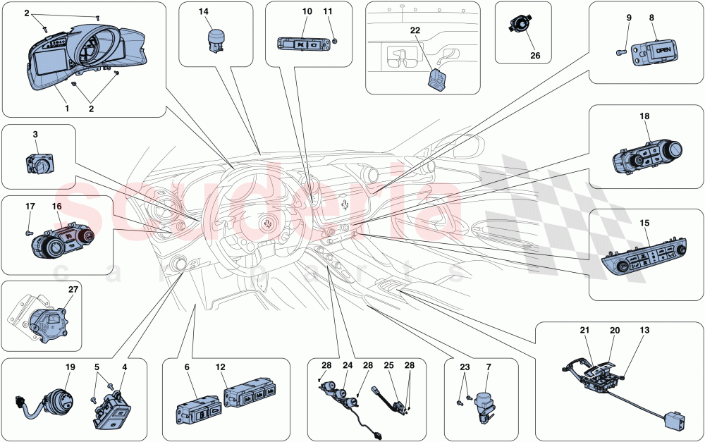 DASHBOARD AND TUNNEL INSTRUMENTS of Ferrari Ferrari GTC4Lusso T