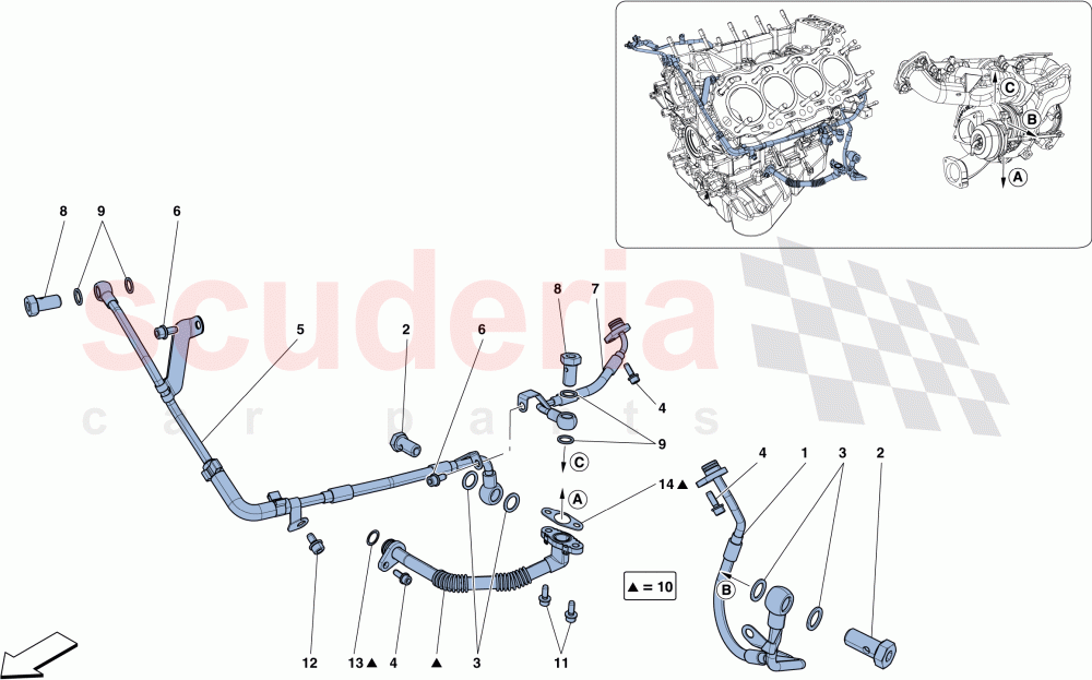 COOLING-LUBRICATION FOR TURBOCHARGING SYSTEM of Ferrari Ferrari California T