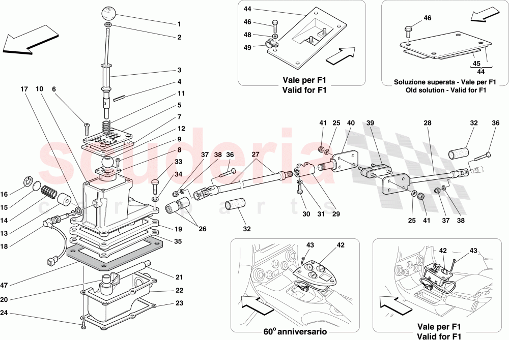 EXTERNAL GEARBOX CONTROLS of Ferrari Ferrari 612 Sessanta