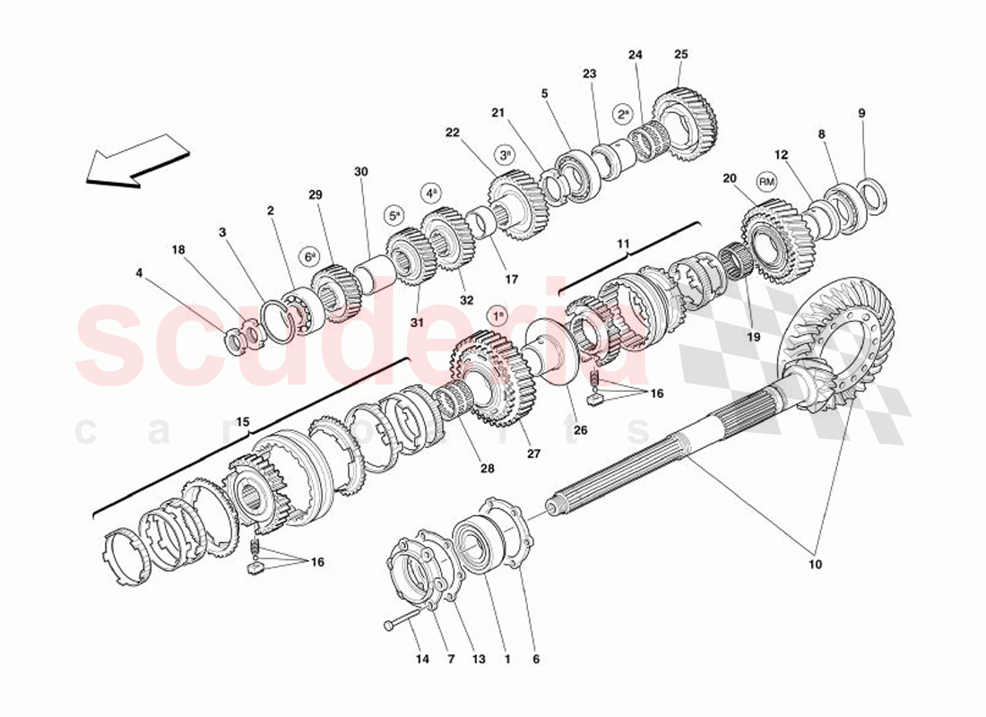 Lay Shaft Gears of Ferrari Ferrari 575 Superamerica