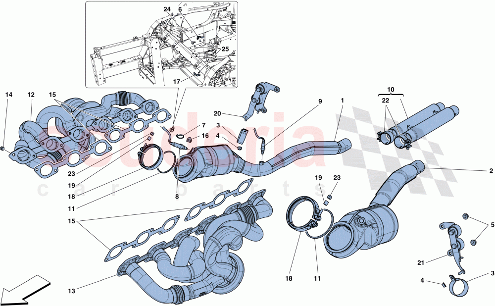 PRE-CATALYTIC CONVERTERS AND CATALYTIC CONVERTERS of Ferrari Ferrari 812 Superfast/GTS