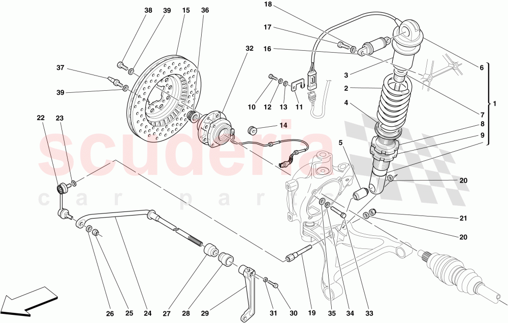 REAR SUSPENSION - SHOCK ABSORBER AND BRAKE DISC of Ferrari Ferrari 430 Coupe