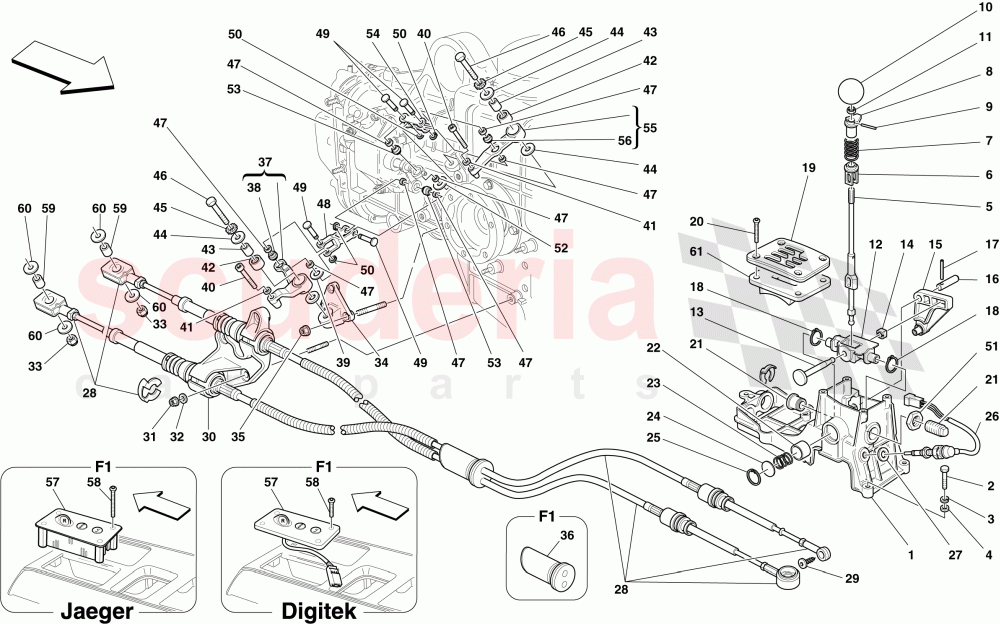 EXTERNAL GEARBOX CONTROLS of Ferrari Ferrari 430 Coupe