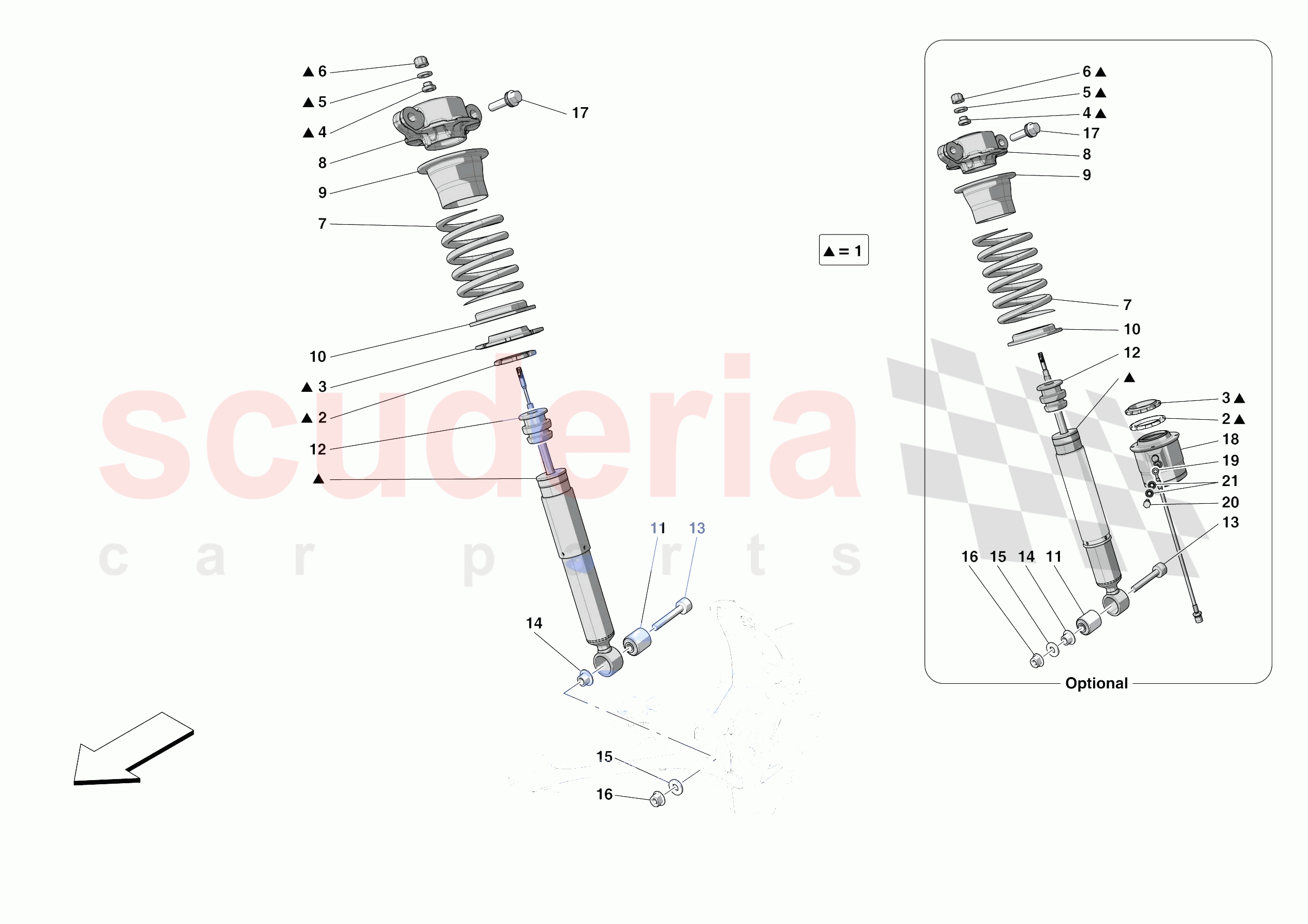 FRONT SUSPENSION - SHOCK ABSORBERS of Ferrari Ferrari 488 Pista USA