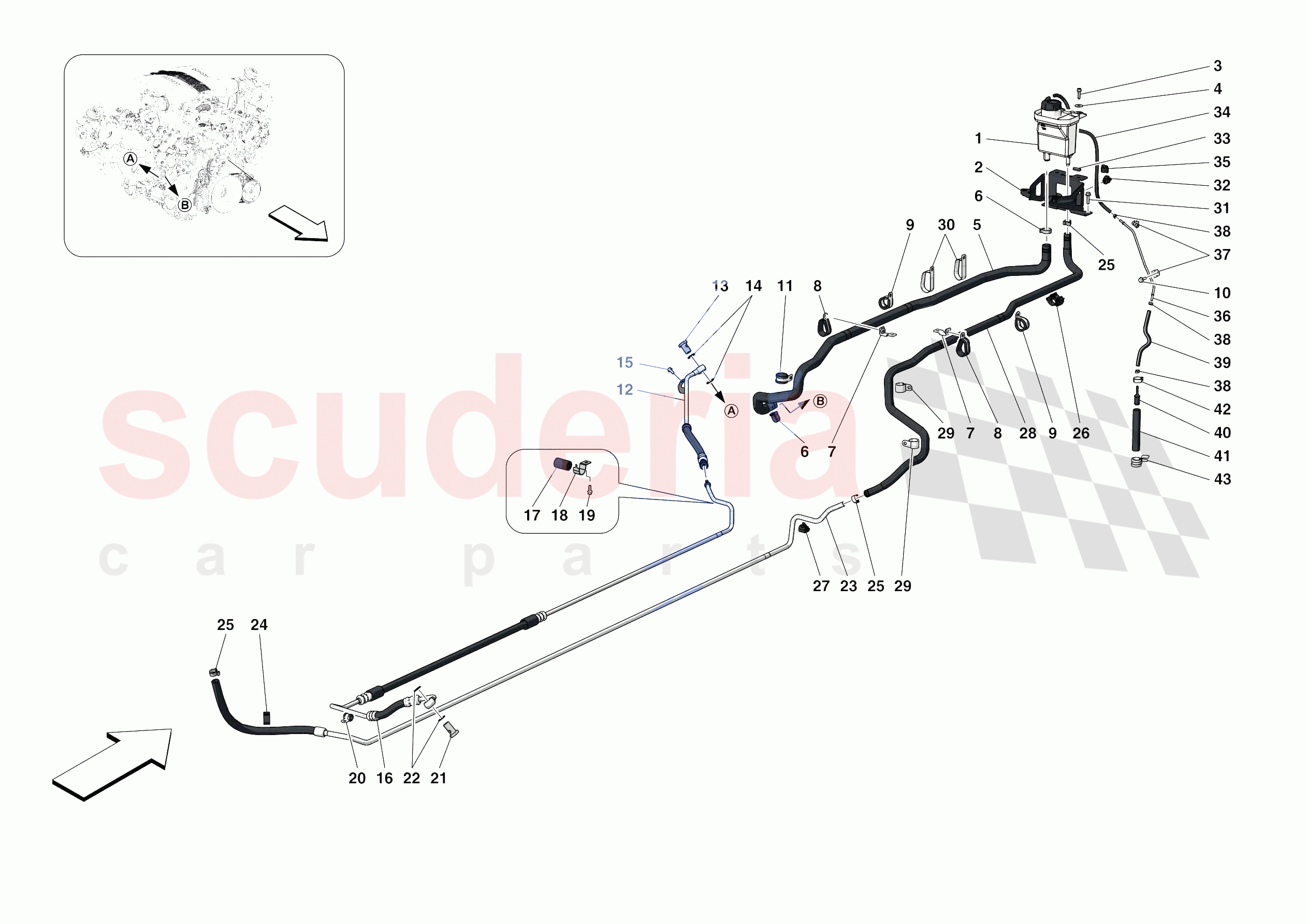 STEERING BOX PIPES of Ferrari Ferrari 488 Pista USA