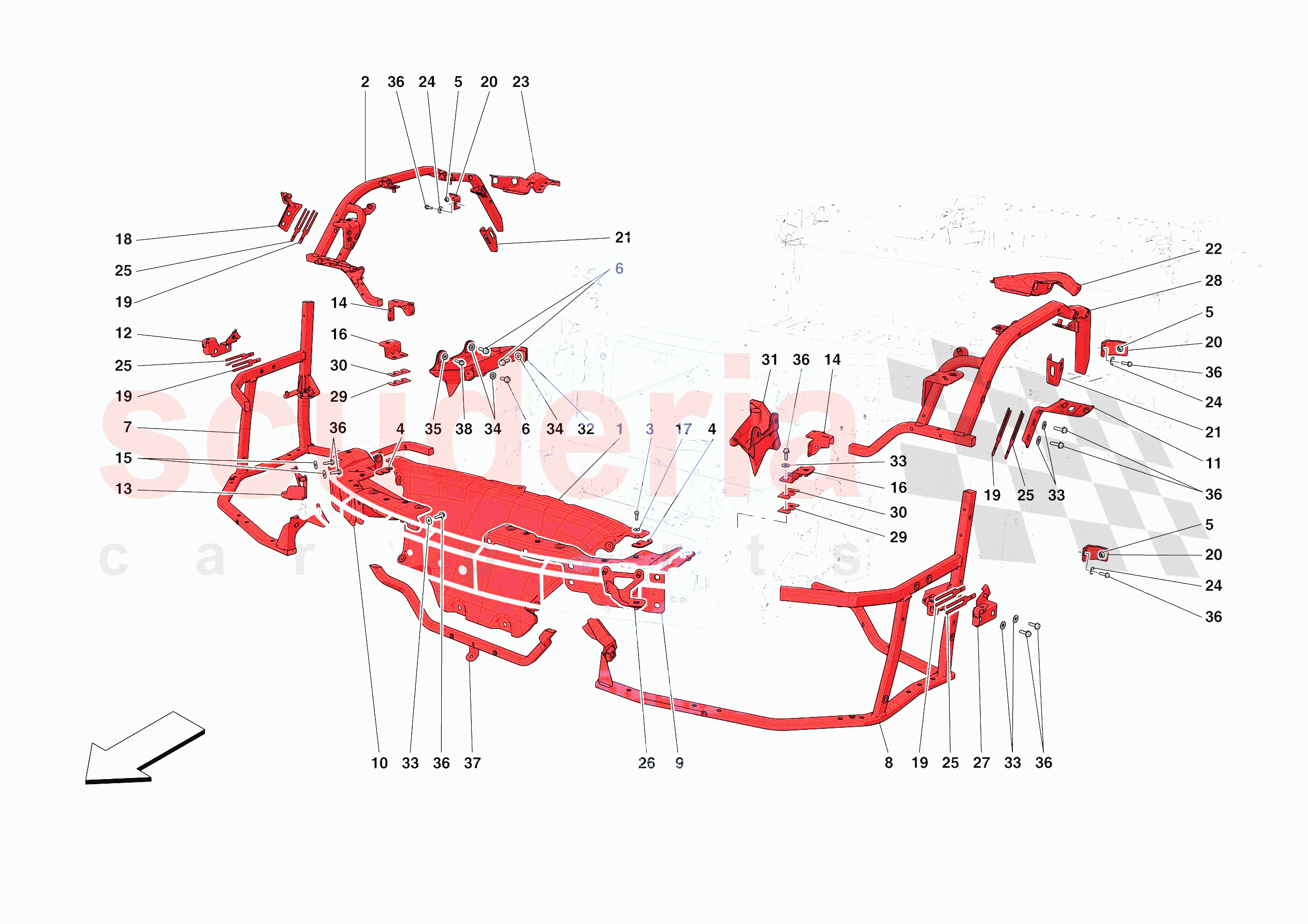 FRONT SUBSTRUCTURE of Ferrari Ferrari 488 Pista USA