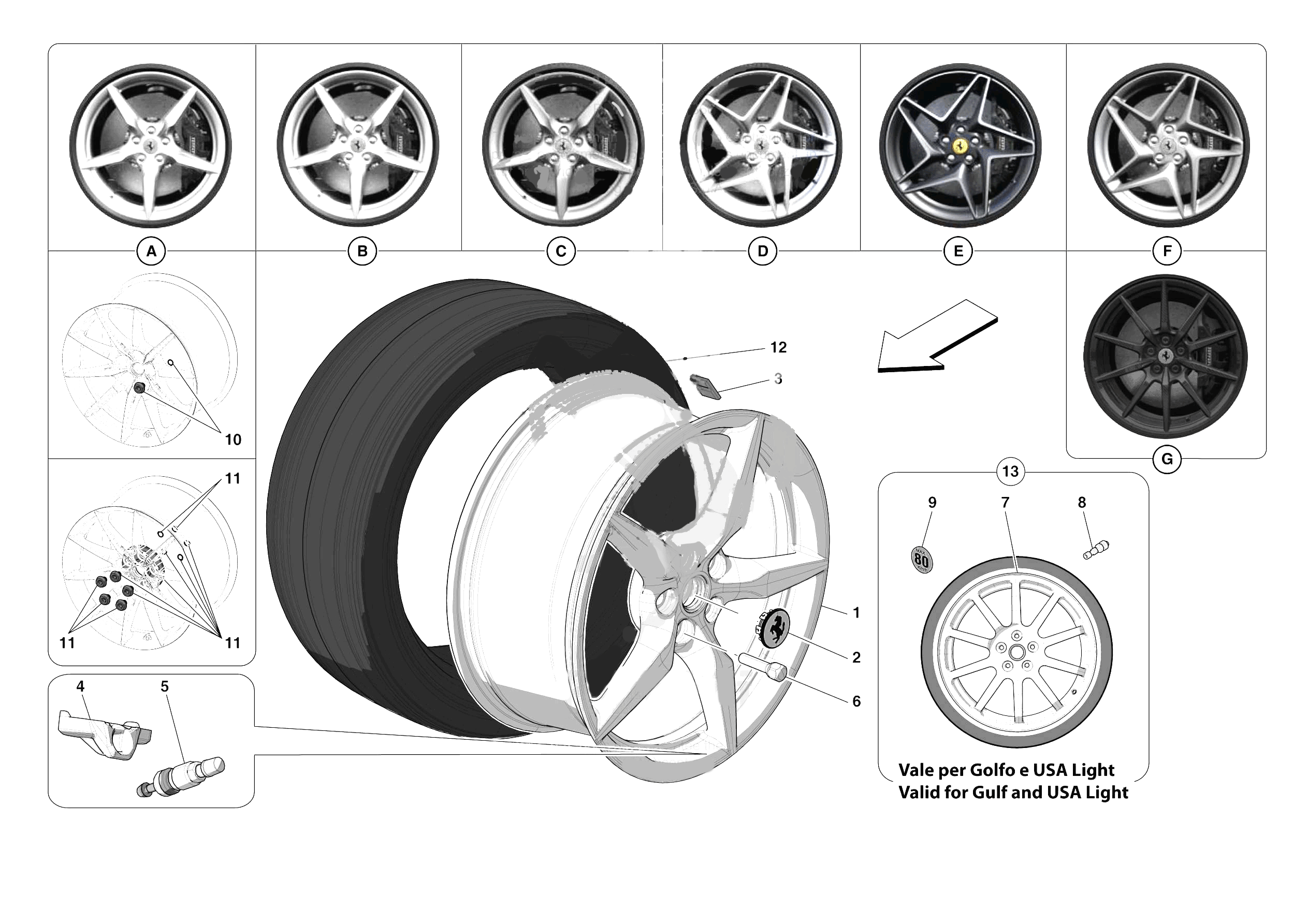 COMPLETE WHEELS of Ferrari Ferrari F8 Tributo Europe RH