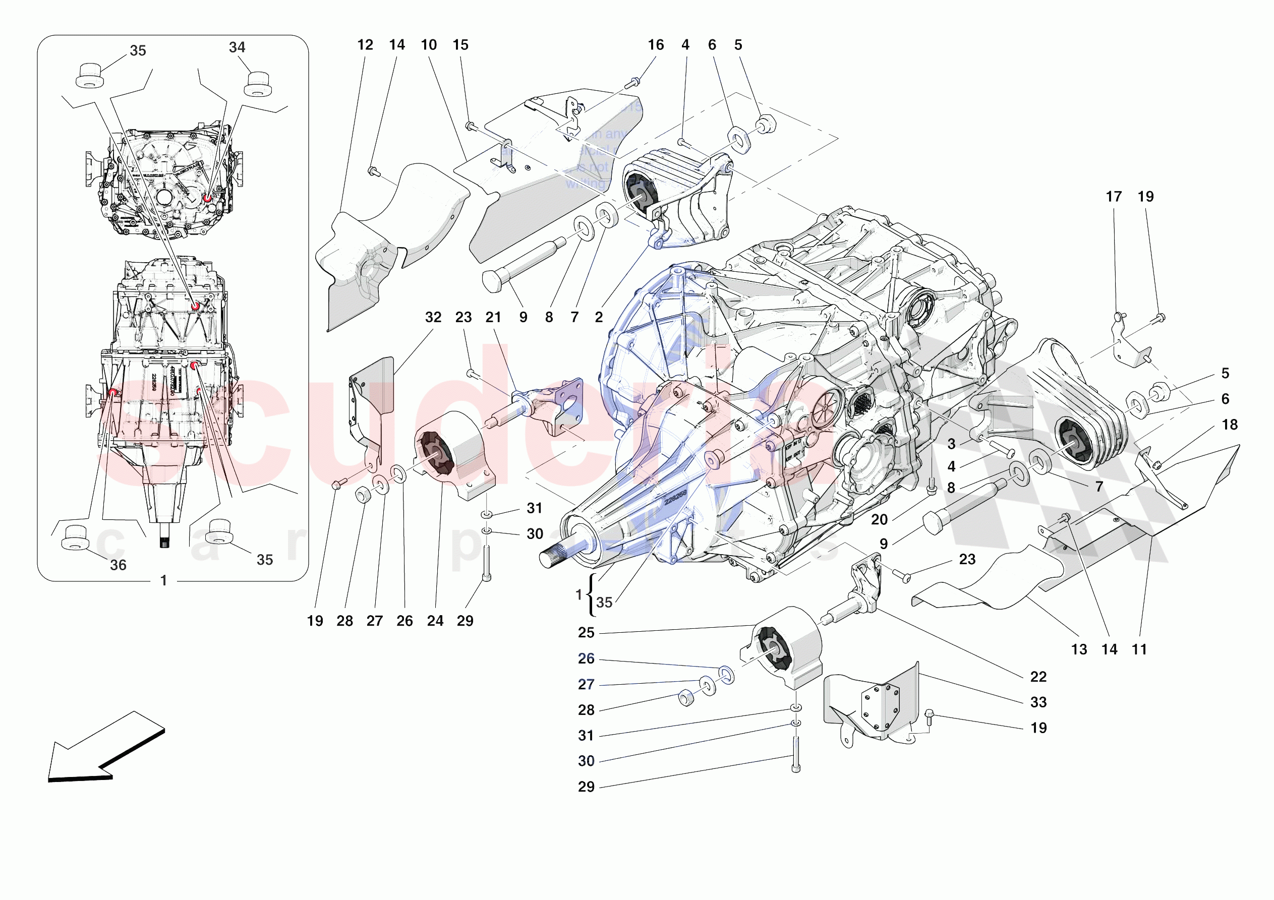 GEARBOX AND FASTENERS of Ferrari Ferrari Monza SPA1 Europe