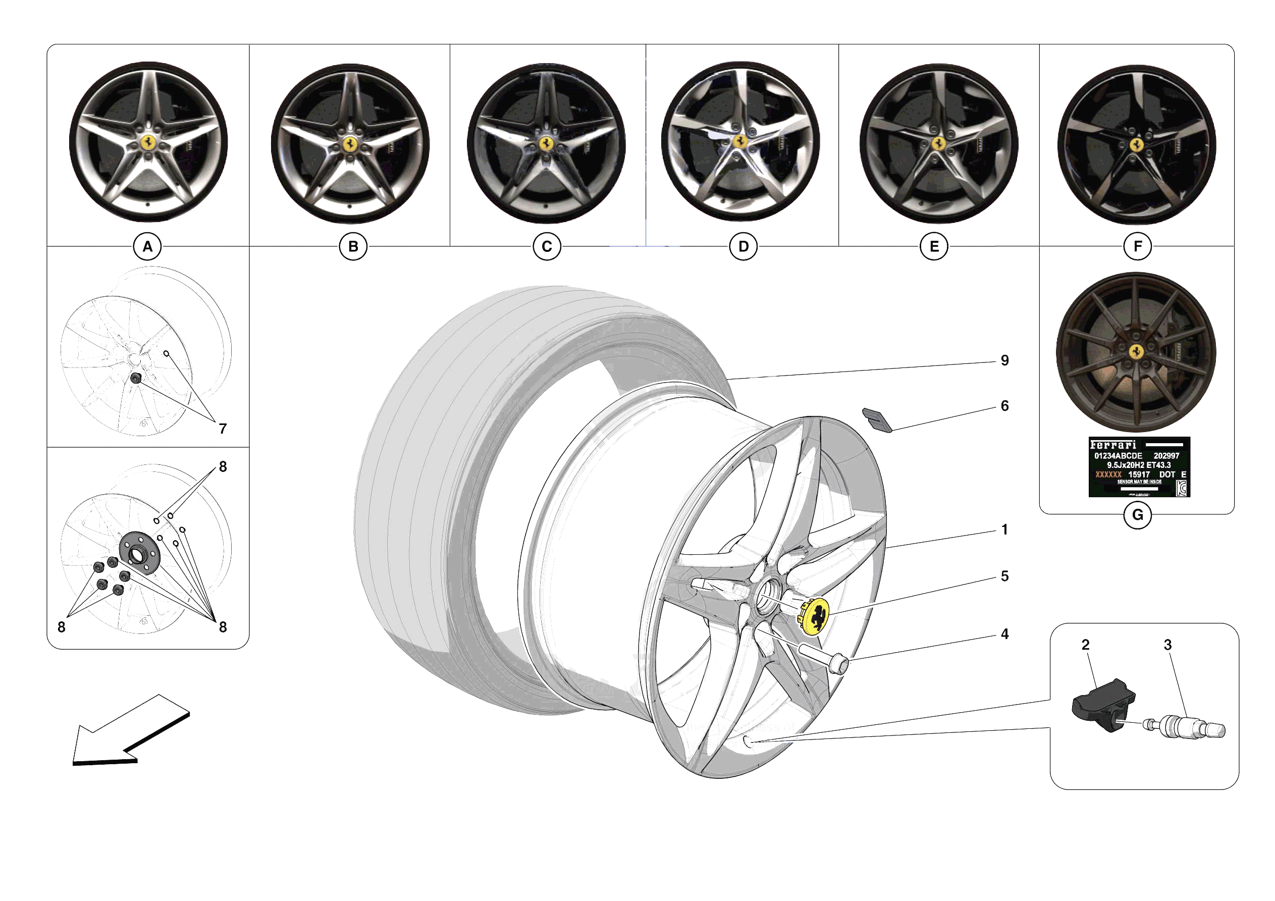 COMPLETE WHEELS of Ferrari Ferrari SF90 Stradale Europe RH