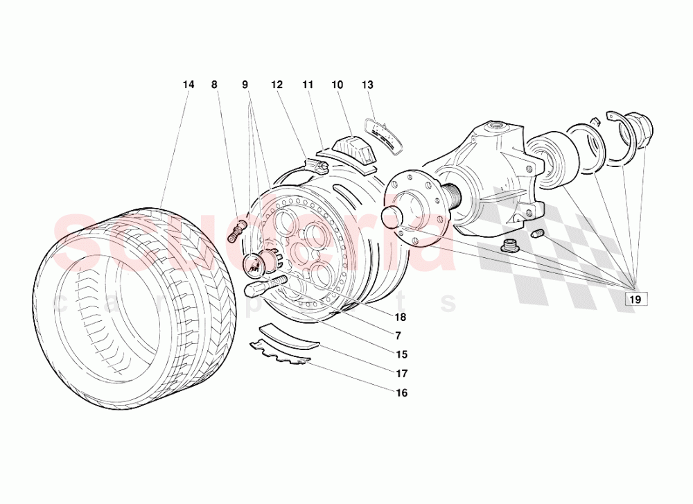 Front Wheel and Hub Carrier (Valid for June 1992 Version) of Lamborghini Lamborghini Diablo (1990-1998)